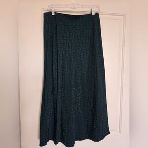 Banana Republic Teal Green Animal Print Patterned Slip / Maxi Skirt